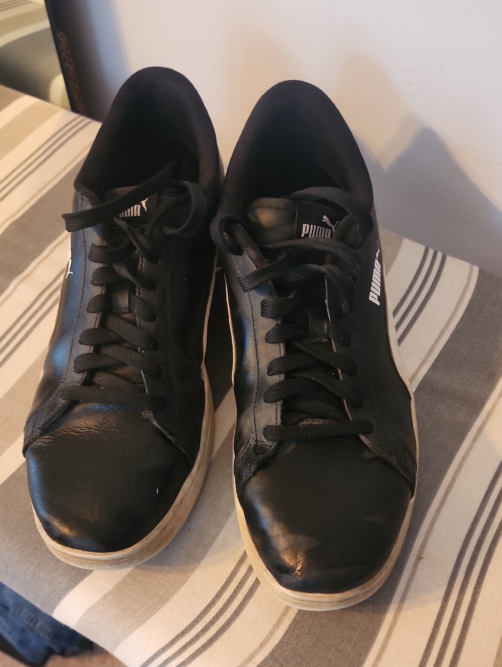 Puma Black Low-Top Athletic Sneakers with White Accents
